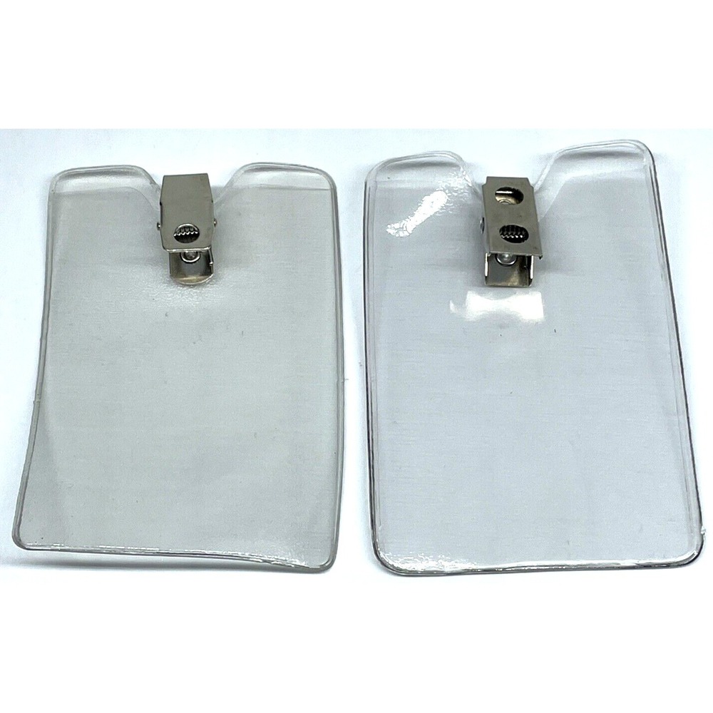 Clear Vinyl Vertical ID Badge‎ Holders Alligator Clips Thumb Notch Bulk Lot 328